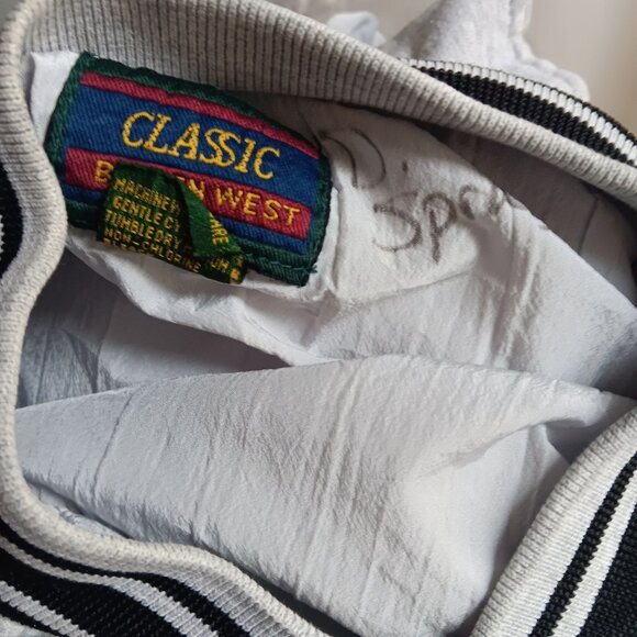 Vintage 90's Large Varsity Jacket Snap Closure Striped Collar OG Heather Gray - Picture 8 of 8